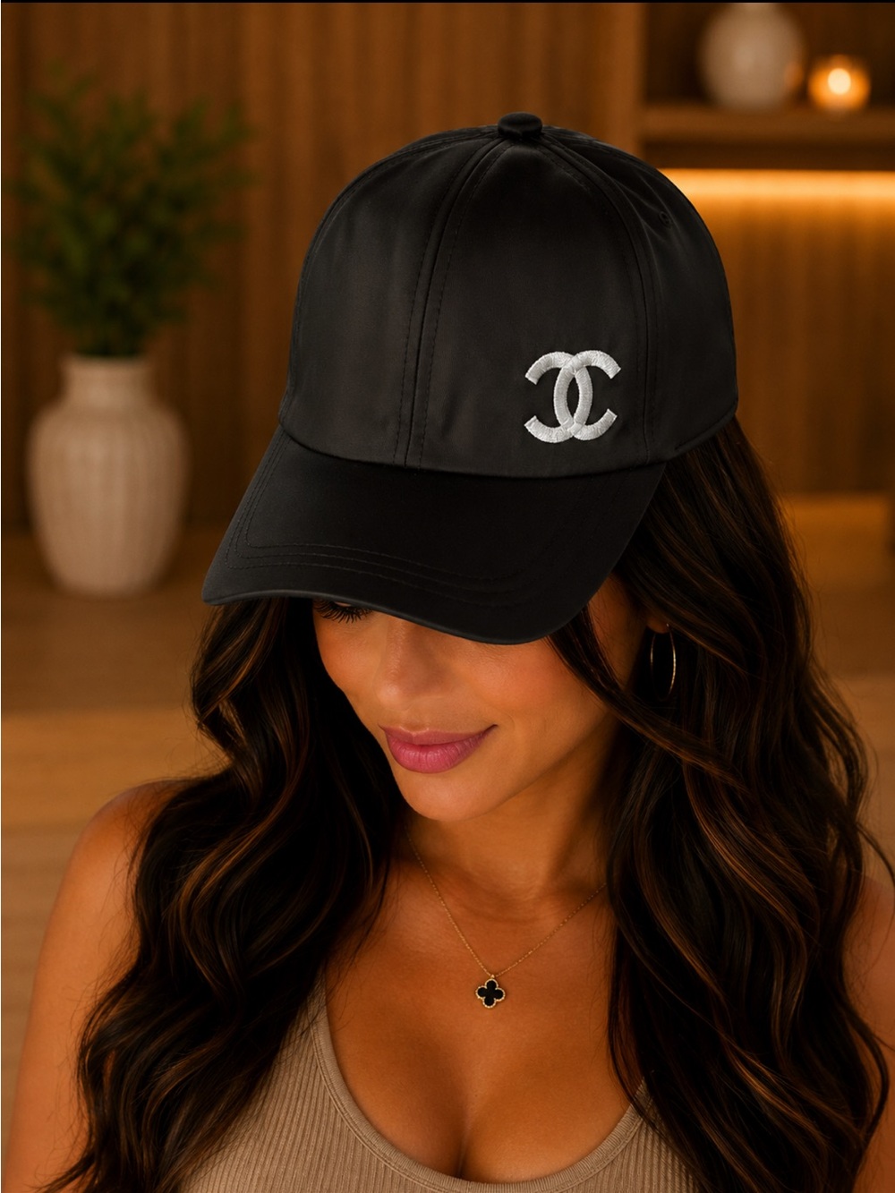 Black Logo Baseball Cap - Women's Accessories